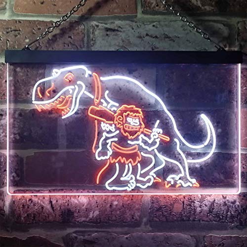 Caveman Dinosaur Dual LED Neon Light Sign